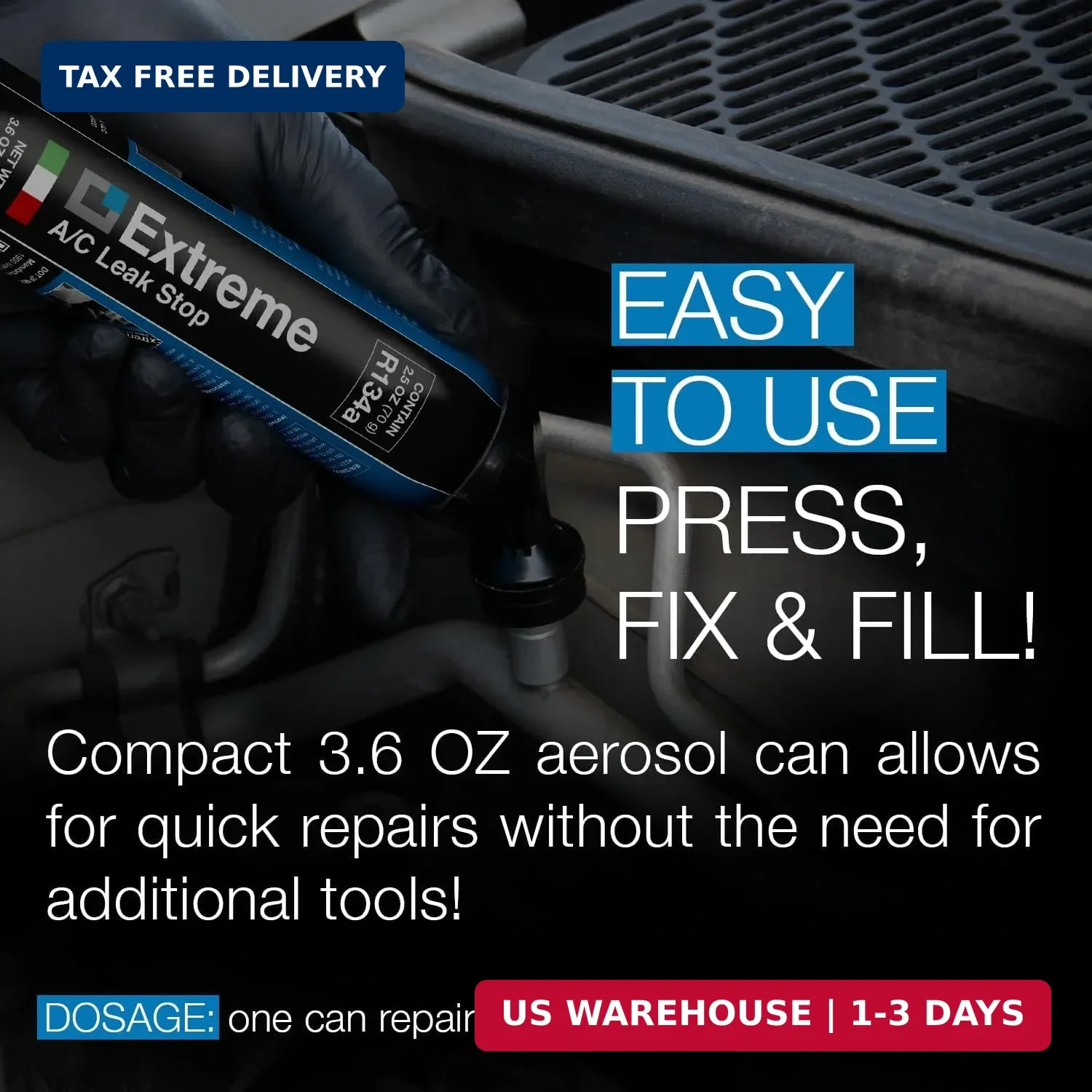 ERRECOM Extreme A/C Leak Stop for Vehicle Systems | 3.6 OZ EXTREME
