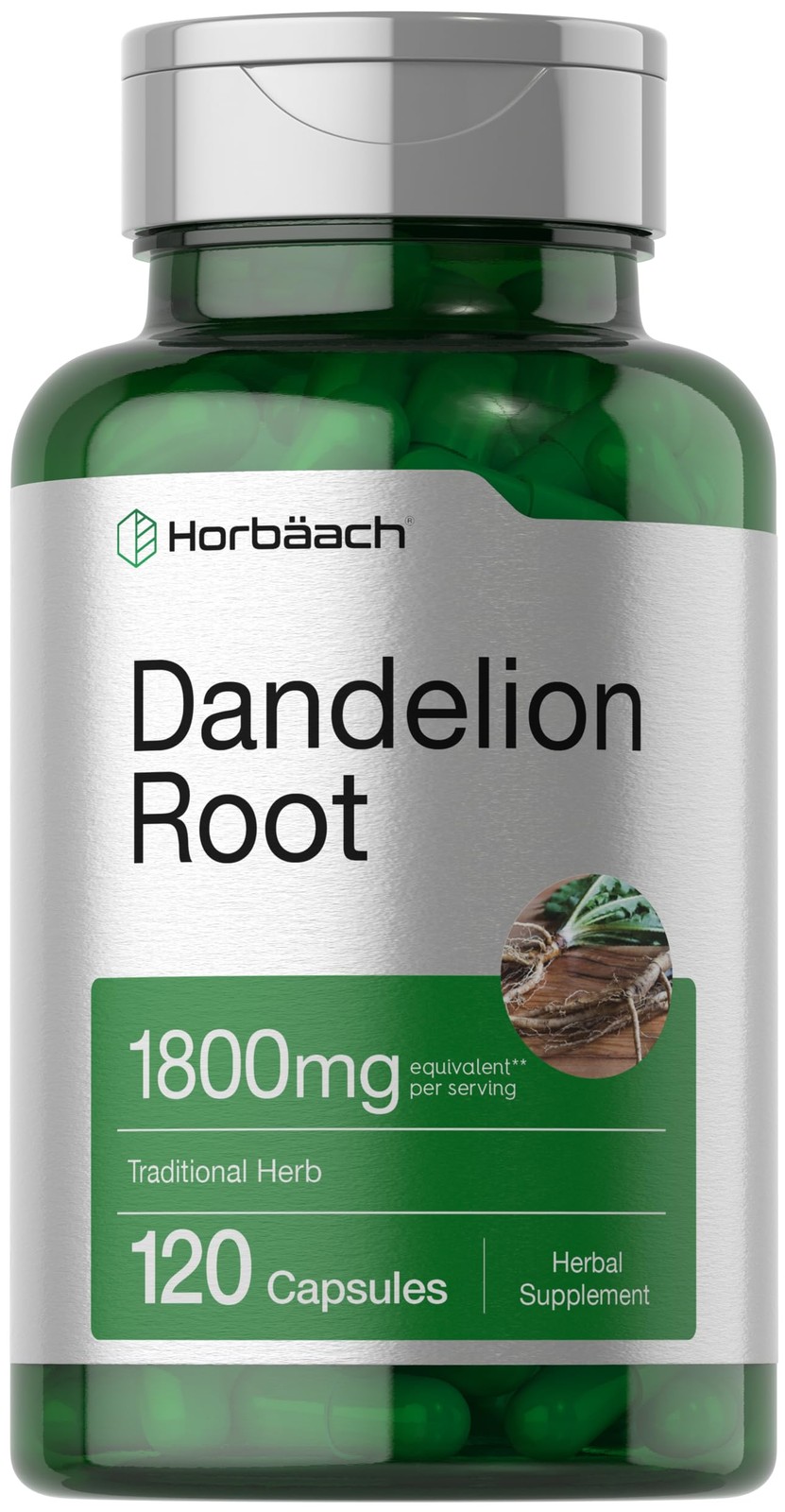 Horbäach Dandelion Root Supplement | 120 Capsules | 120 Count (Pack of 1)