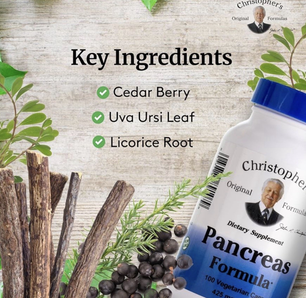 Dr. Christopher’s Pancreas Formula 100 Veg Caps 425 mg Each Non-GMO