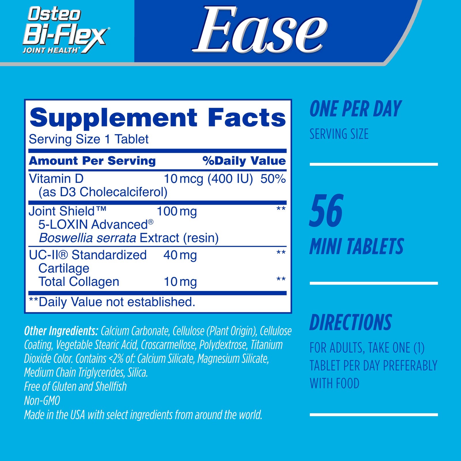 Osteo Bi-Flex Ease Mini Tablet Triple Action UC-II 28 Count (Pack of 2), N/a