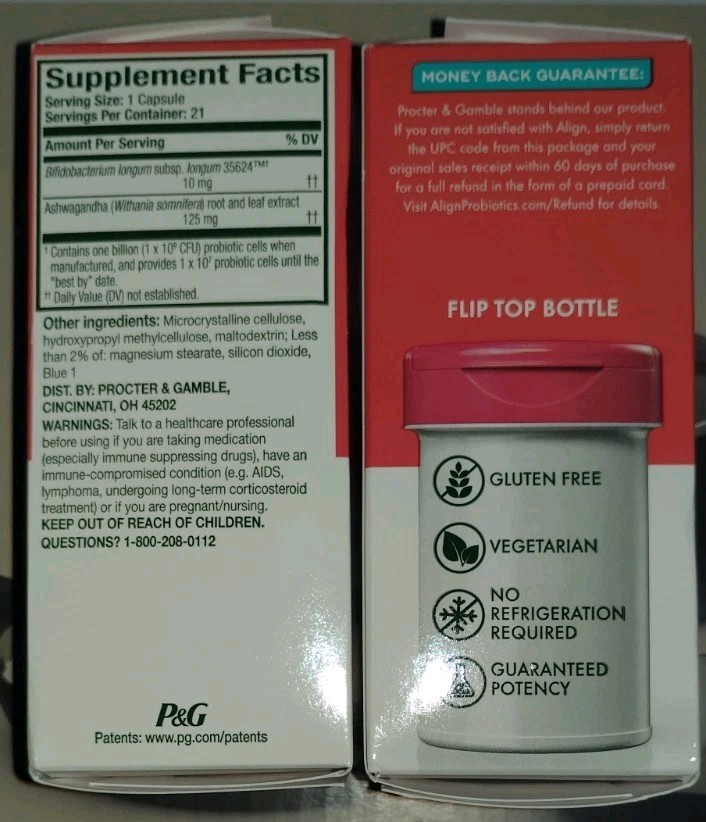 2 Boxes Align Probiotic Digestive De-stress Probiotic Ashwagandha EXP 7/2028
