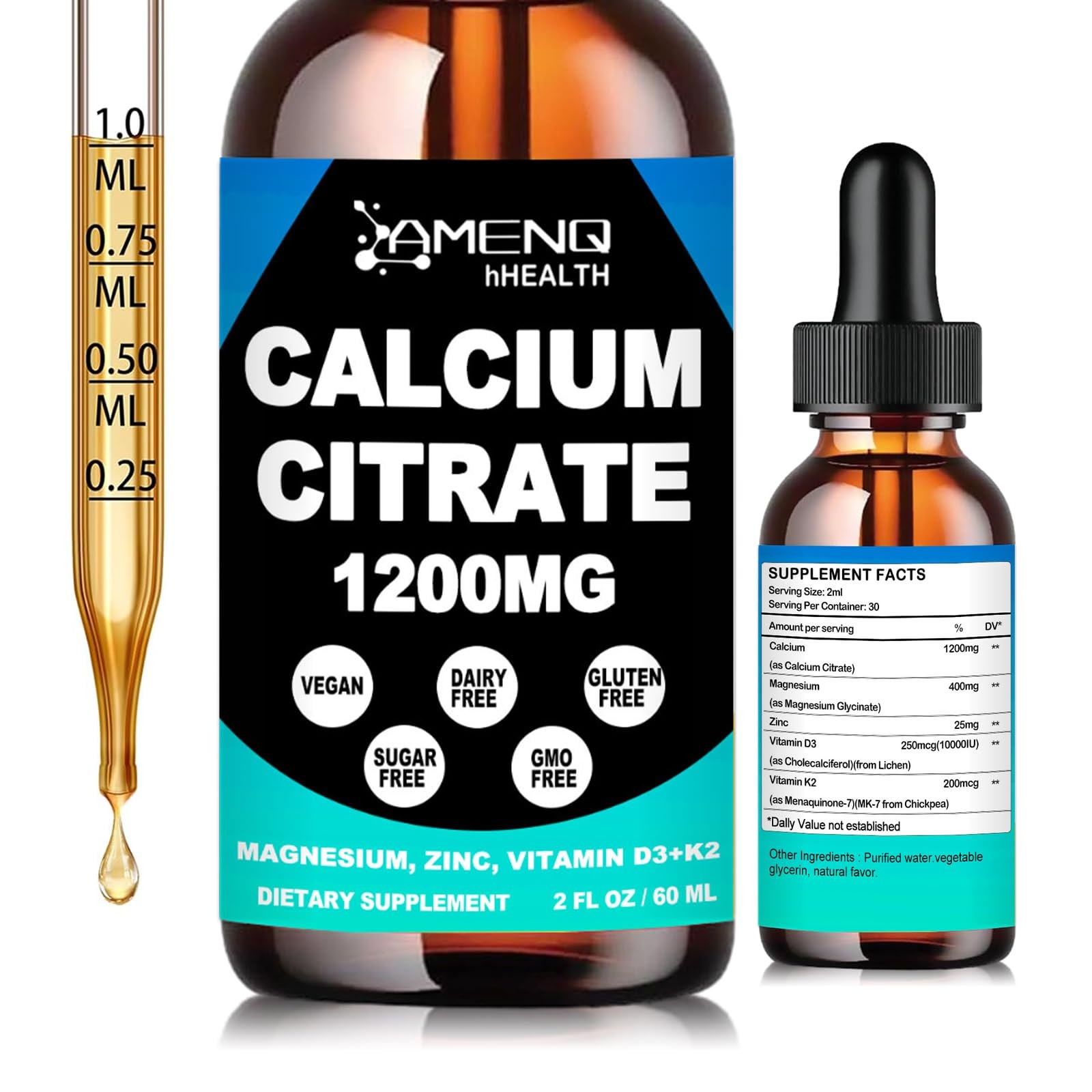 Calcium Citrate Supplement for Women, 1200 mg 2 Fl Oz (Pack of 1)