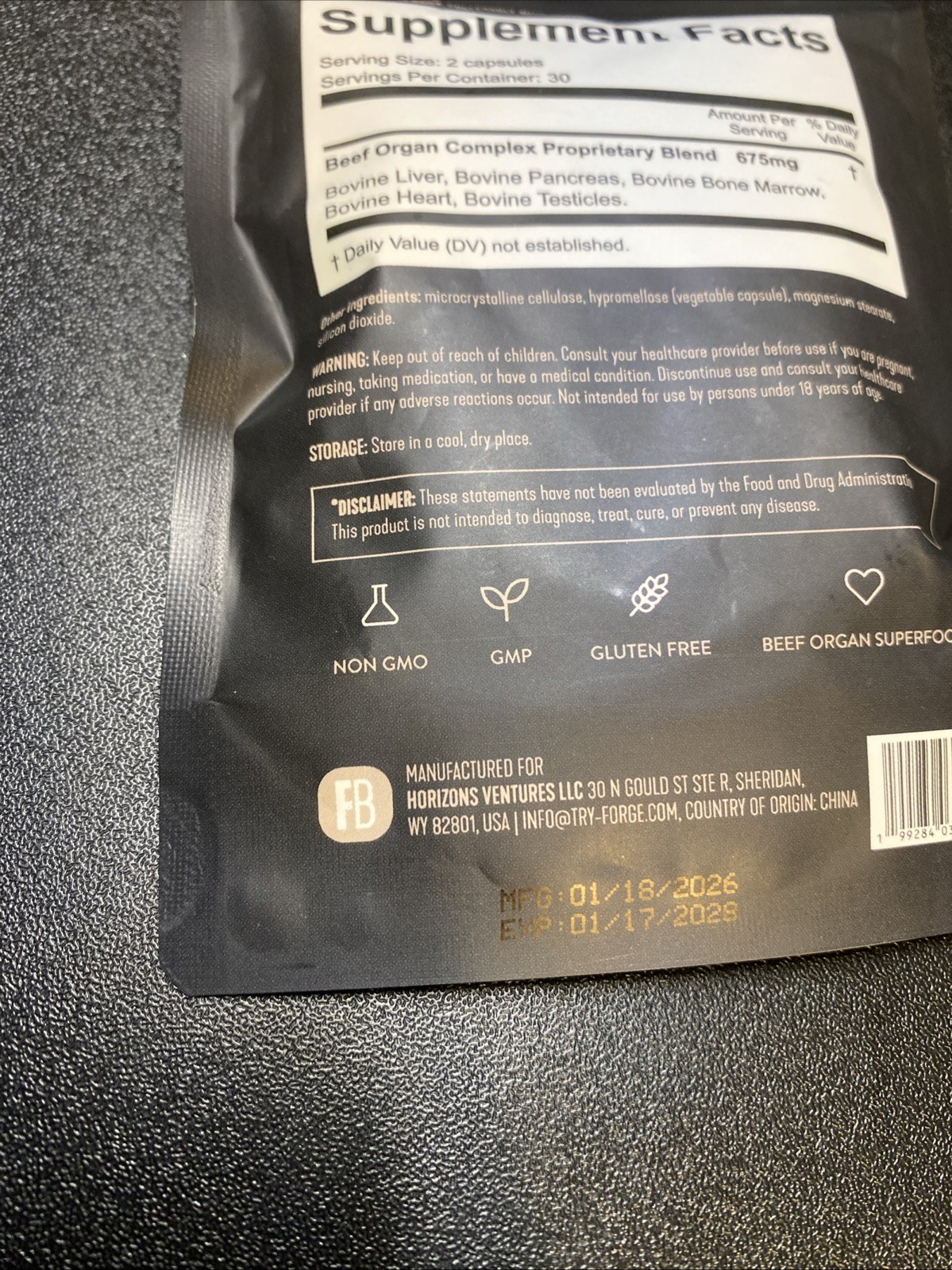 FORGEBODY® Beef Organ Complex Capsules [1 Month] – 1 Count (Pack of 1), Brown