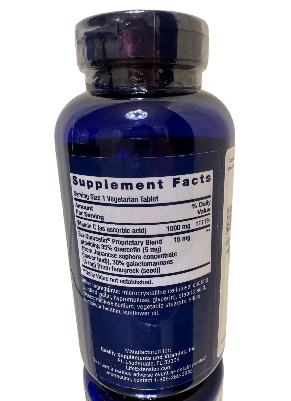 Life Extension Vitamin C and Bio-Quercetin, 250 vegetarian tablets NEW +Free-Bee