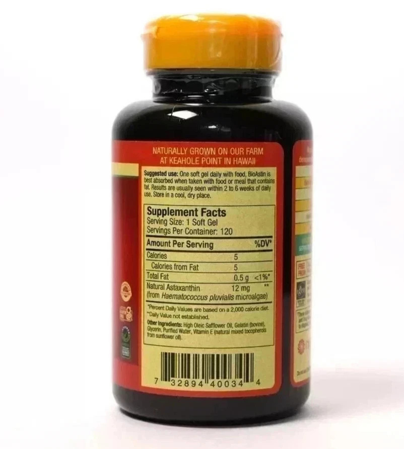 BioAstin Hawaiian Astaxanthin 12 mg Supplement 120 Soft Gels – NEW – 04/2028