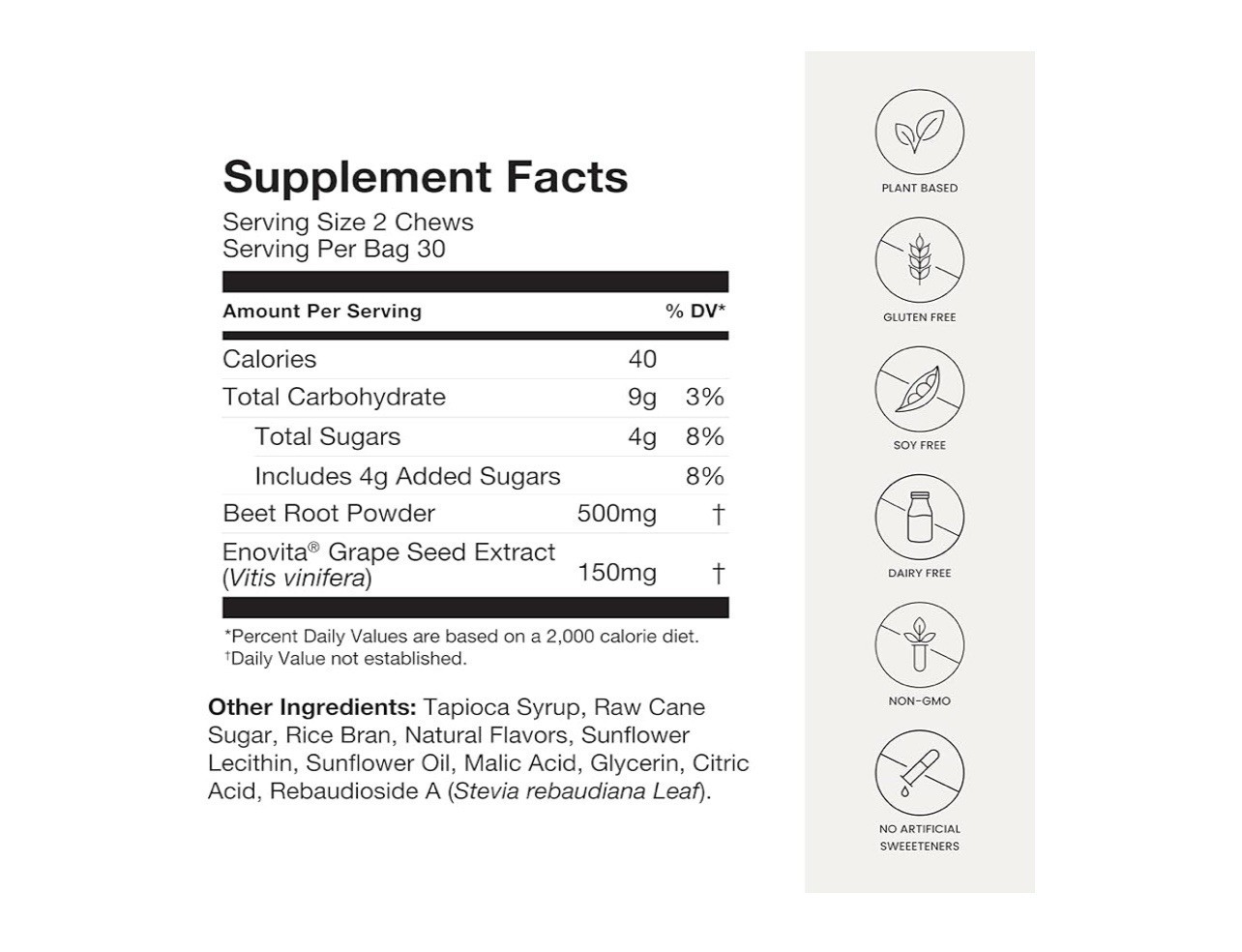 HumanN SuperBeets Heart Chews, Nitric Oxide and Blood Pressure Support- 60 count