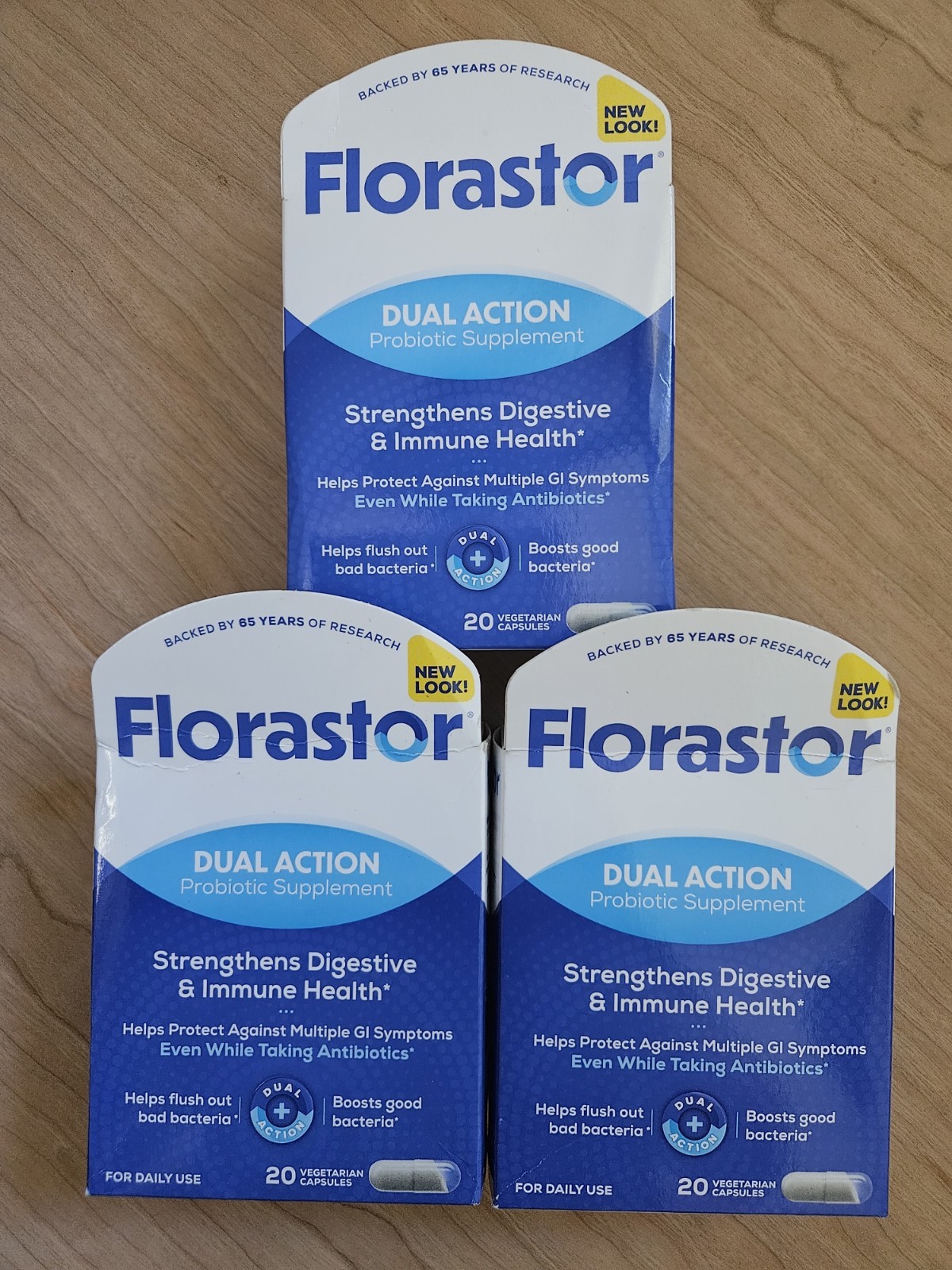 Lot Of 3 Florastor Dual Action Daily Probiotic Supplement 60 Total Caps 01/28
