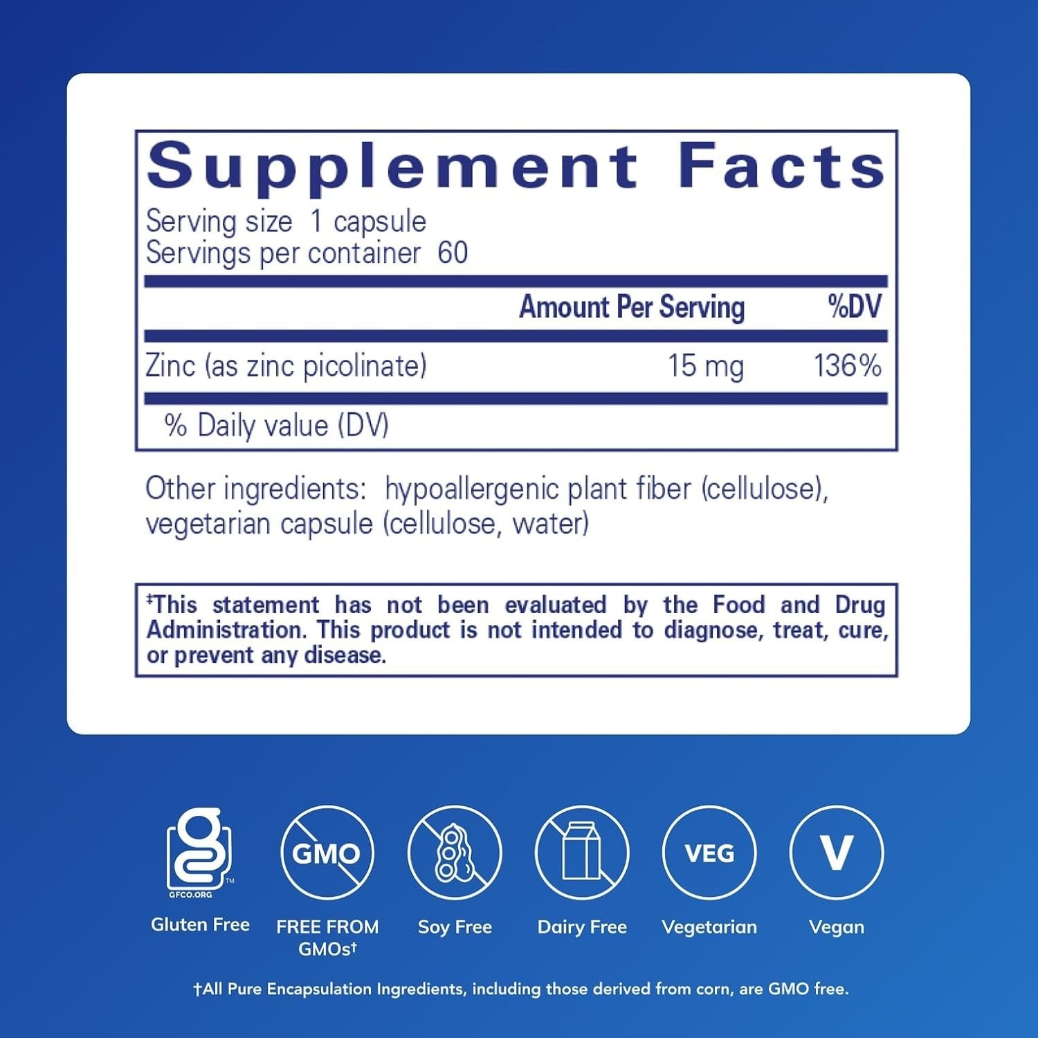 Pure Encapsulations Zinc 15 mg – Zinc Picolinate Supplement for Immune System Su