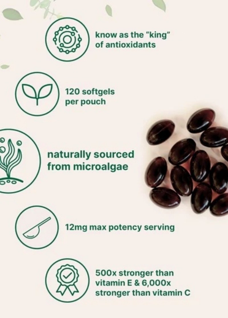 Astaxanthin 120 Softgels 12mg – Aids Eye Health & Joint Health Premium