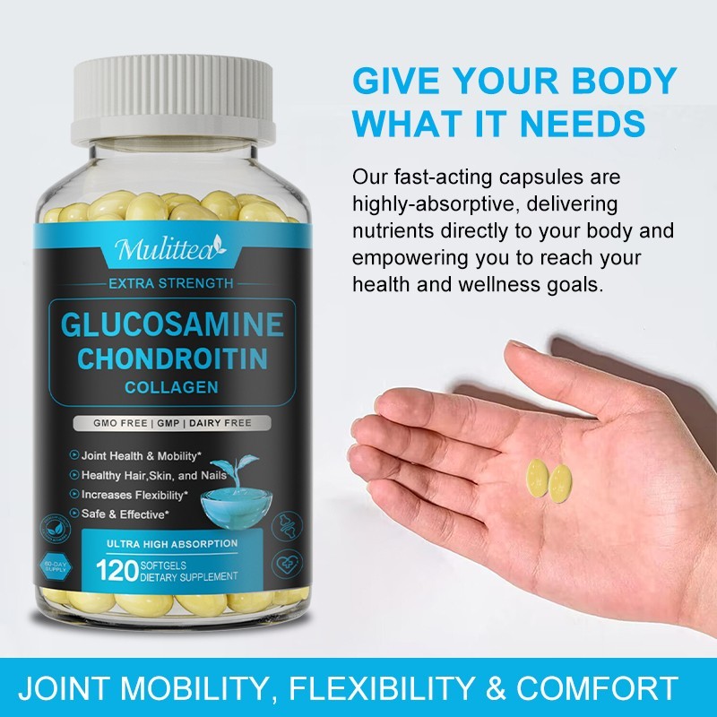 3 Packs 1500mg Glucosamine Chondroitin Capsules Collegan & MSM Supplement