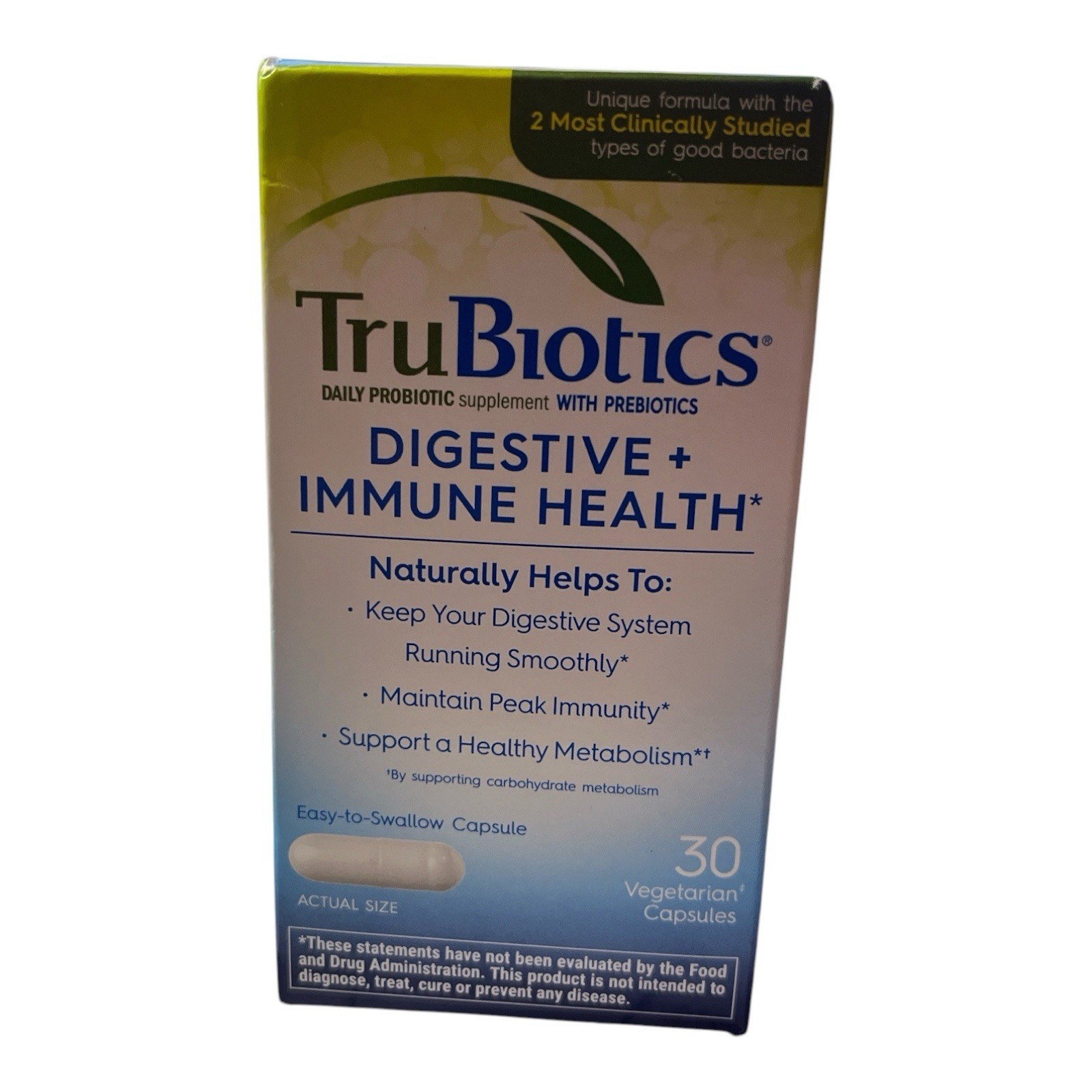 TruBiotics Digestive & Immune Health Probiotic 30 Capsules Prebiotics 09/2027