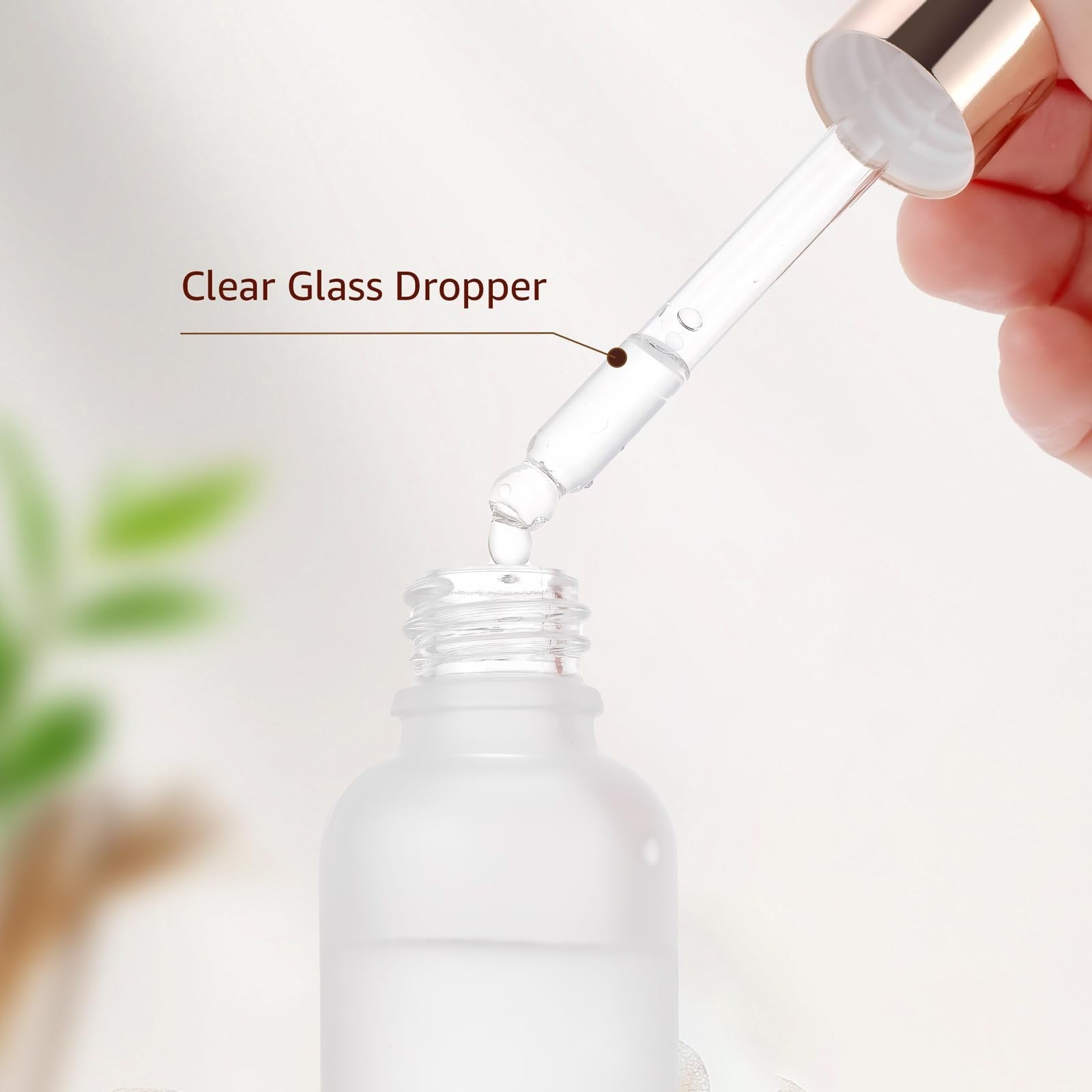 30 Pack 30ml Frosted Glass Sample Dropper Bottles, Rose Golden Caps | 1oz Eye…