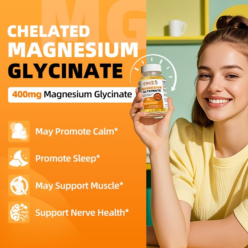 400mg Magnesium Glycinate High Absorption,Improved Sleep,Stress & Anxiety Relief