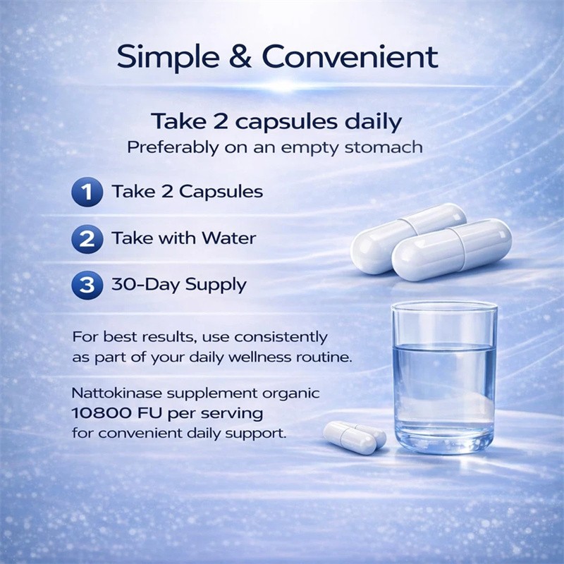 Nattokinase Supplement – 10800 FU 60 Capsules Per Serving Heart Circulation