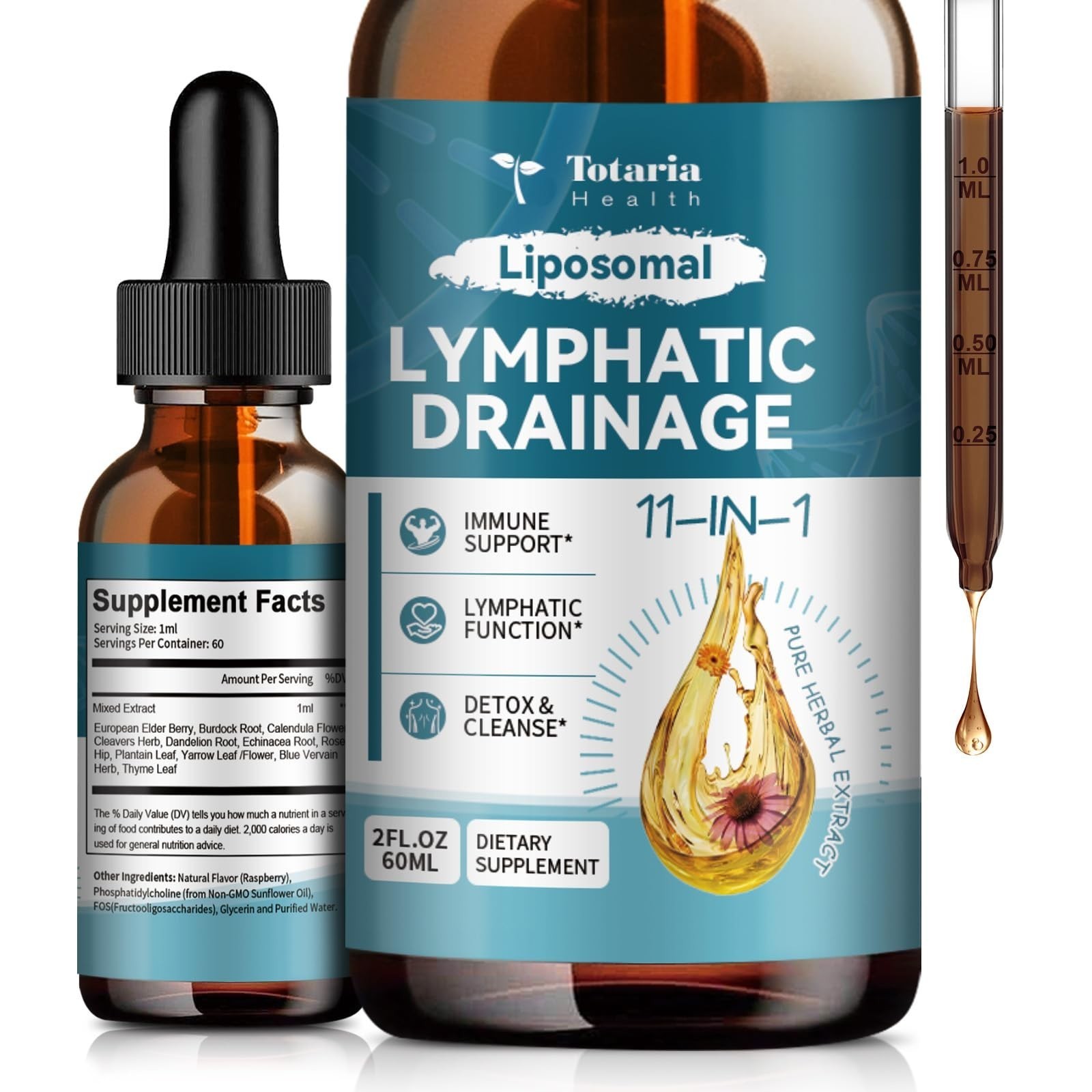 Liposomal Lymphatic Drainage Drops – 11 In 1 Organic Lymphatic Drainage Suppl…