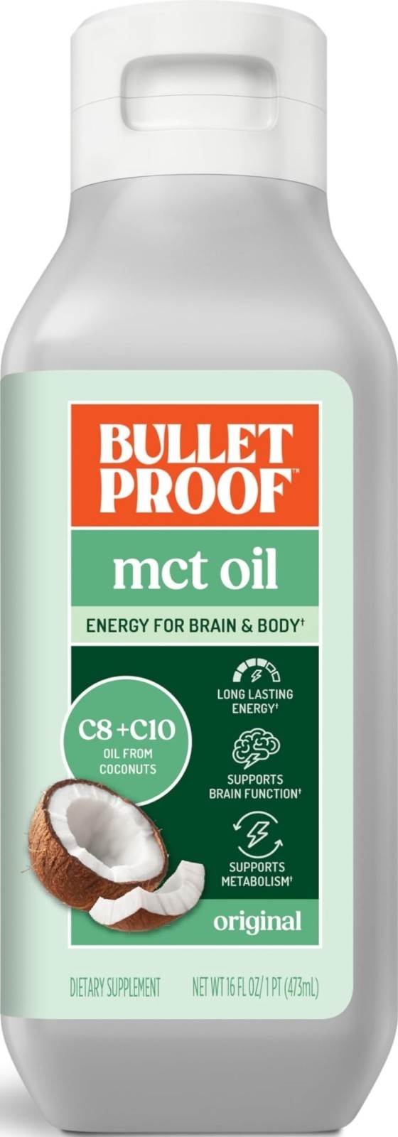 100% Pure MCT Oil – Triple-Distilled Coconut Oil for Keto Energy, Unflavored, 16