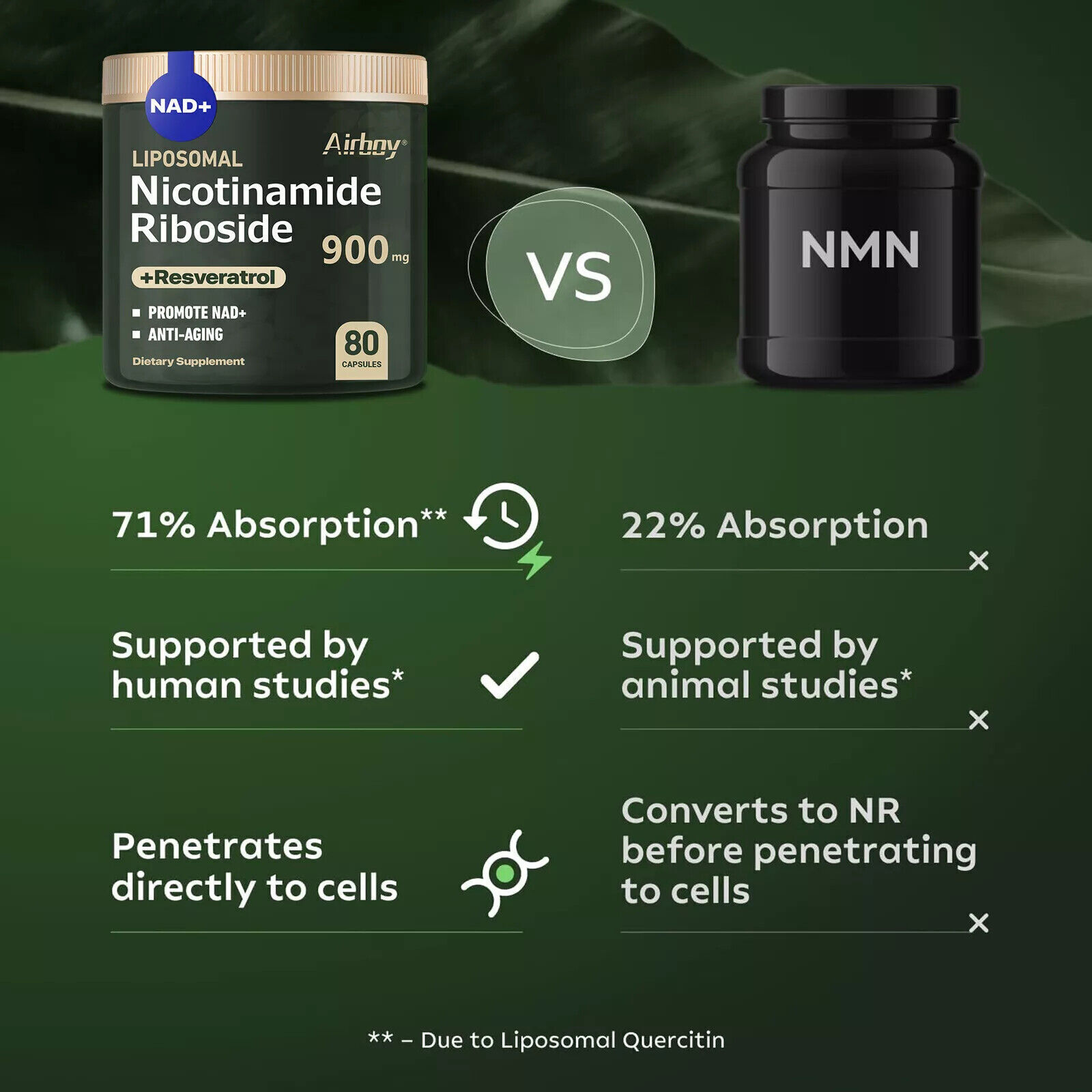 900mg Liposomal Nicotinamide Riboside – NAD+ Boosting Supplement