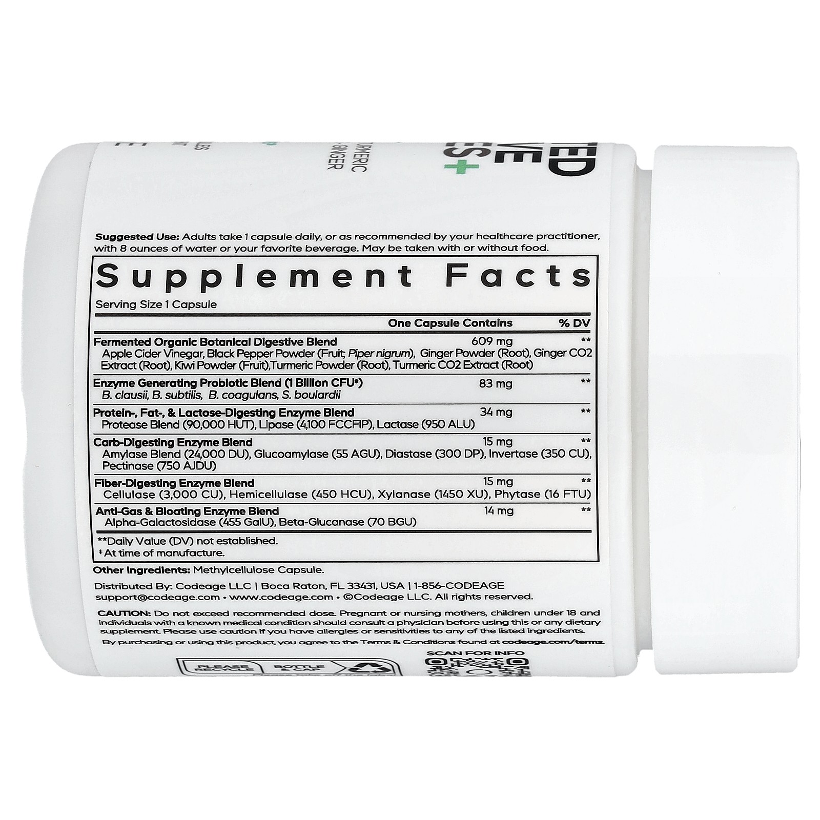 Fermented Digestive Enzymes with Probiotics & Prebiotics, Vegan, 90 Capsules