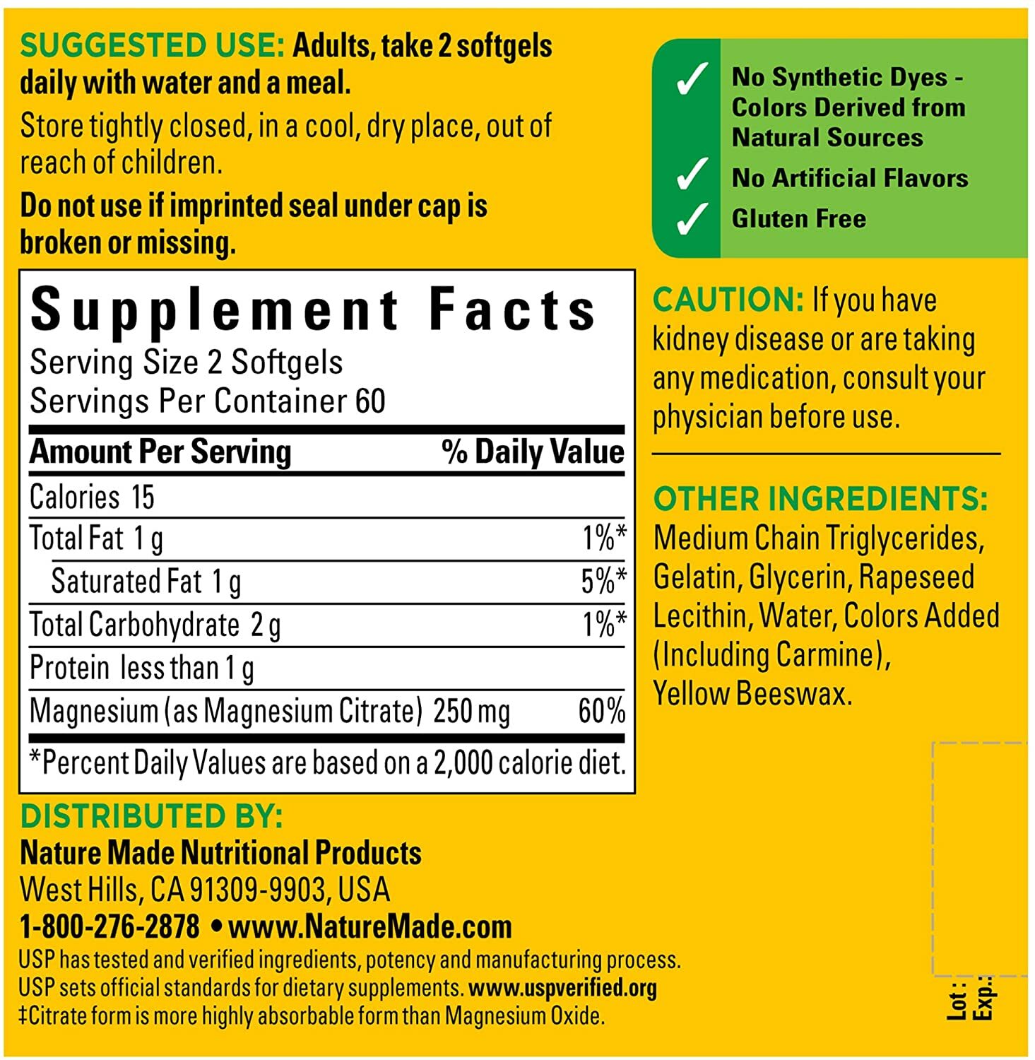 Nature Made Magnesium Citrate 120 ct Softgels -2 Pack -Exp Date 05-2026