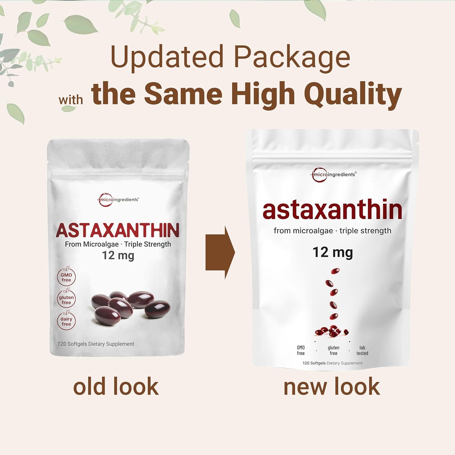 Astaxanthin 120 Softgels 12mg – Supports Eye Health and Joint Health