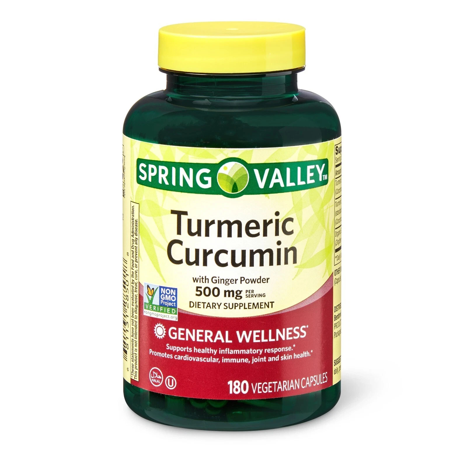 Spring Valley Turmeric Curcumin with Ginger Powder DietarySupplement 500mg 180ct