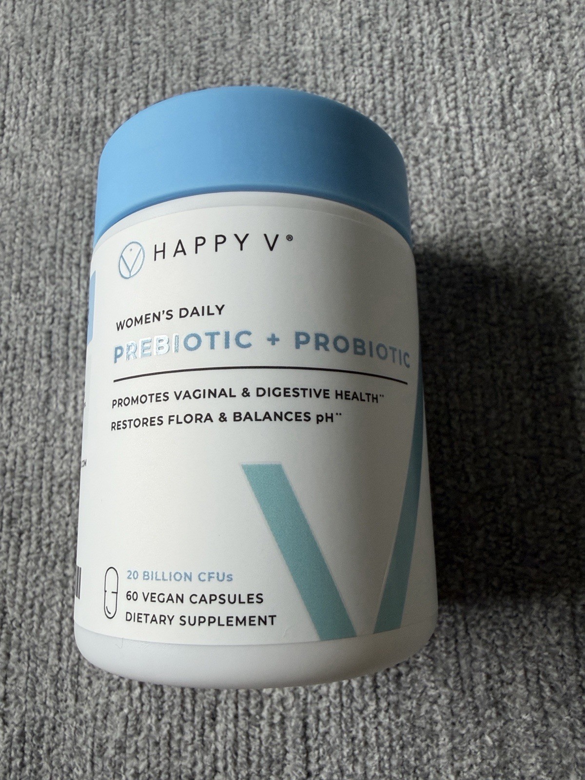 Happy V Womens Daily Prebiotic + Probiotic 20 Billion CFU Vaginal Digestive 60ct