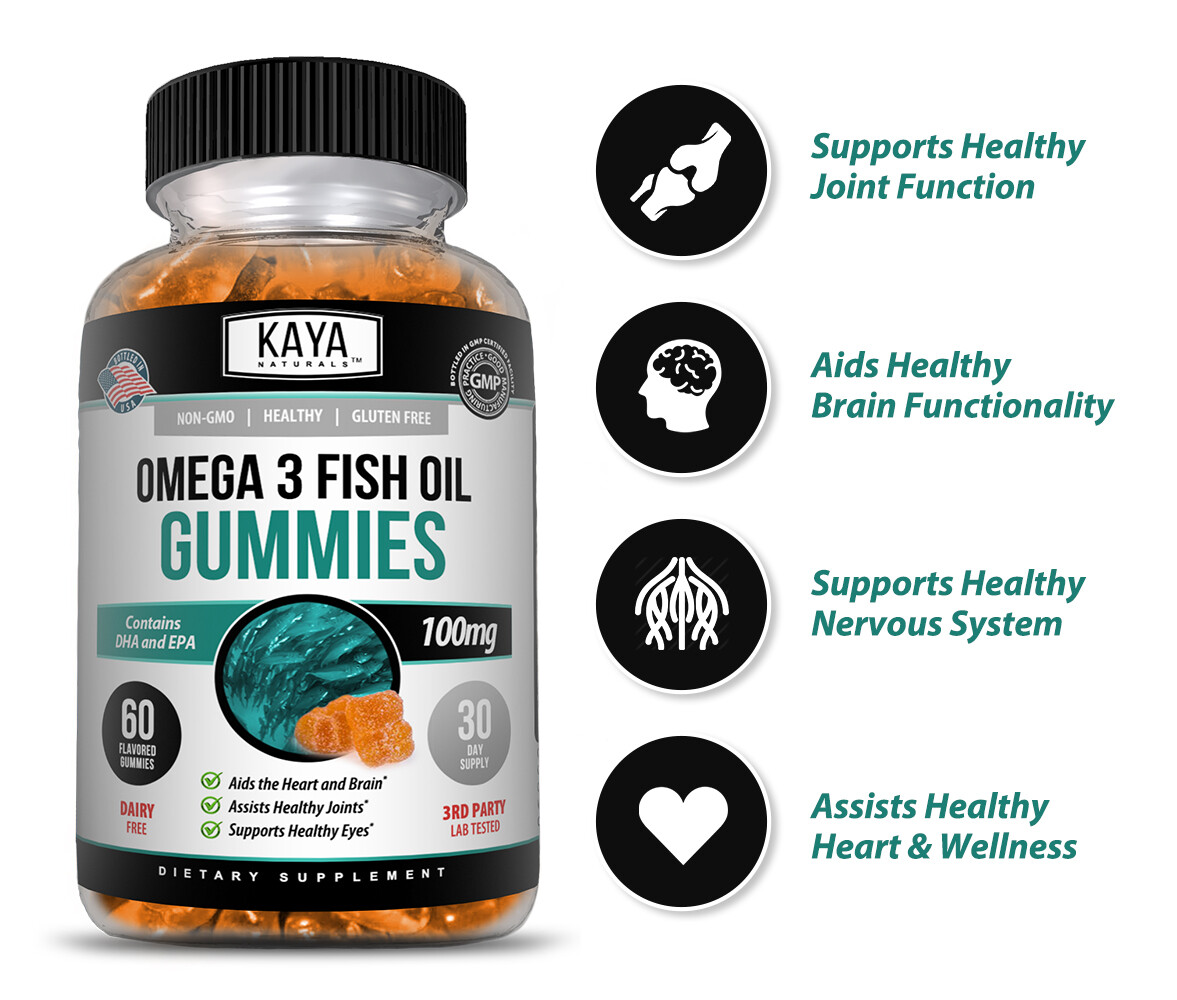 Omega 3 Gummies 60ct, Supports Joint Inflammation, Heart, Brain & Overall Health