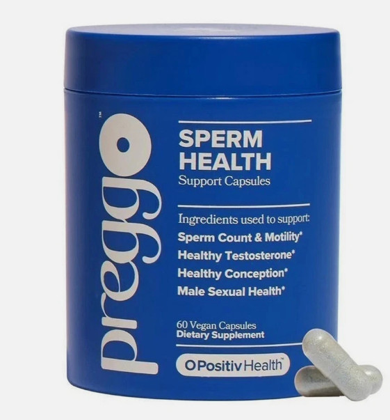 Preggo Sperm Health Capsules for Men for Sperm Count and Motility, 60 Vegan Caps