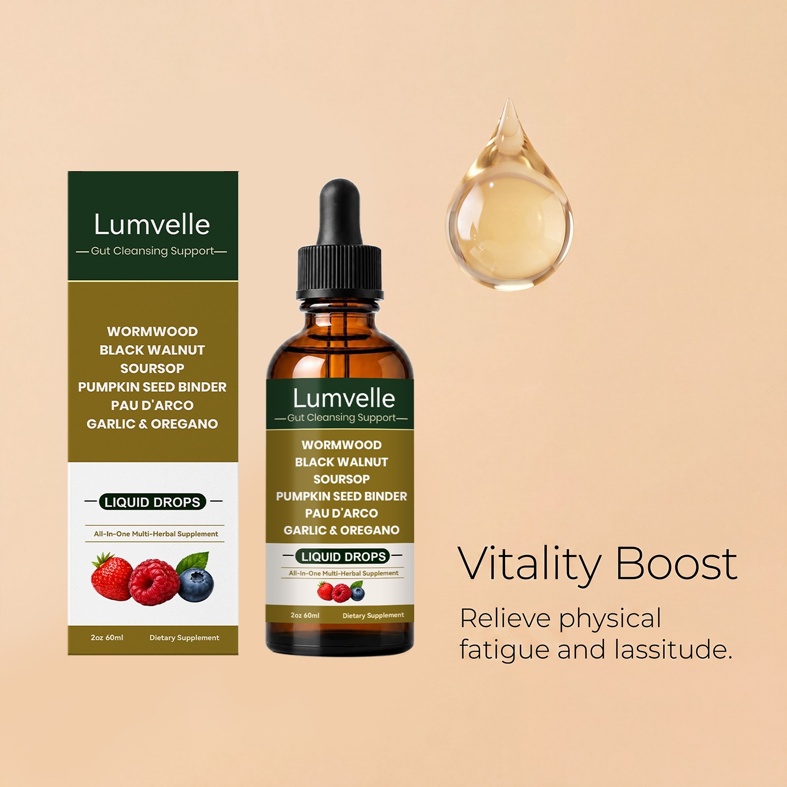 LUMVELLE Wild Harvested Wormwood Herbal Liquid Botanical Supplement Drops 60ML