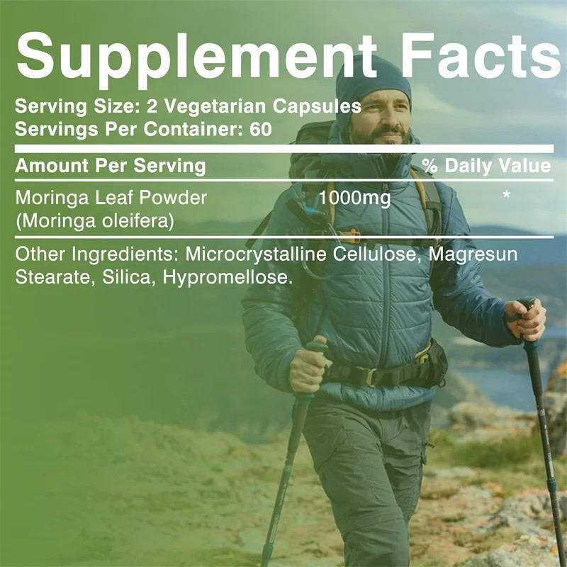 Moringa 120pcs,Energy Production, Supports Skin and Gut Health, Boosts Vitality