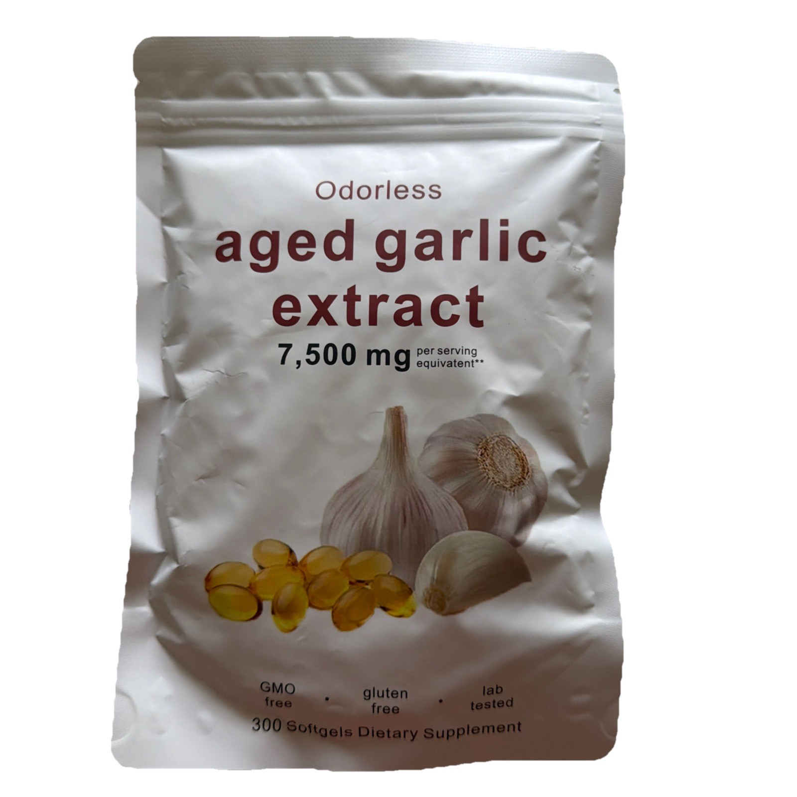 Odorless Garlic 7500mg Per Servings, 300 Softgels | 2 Years Aged Garlic Extra…