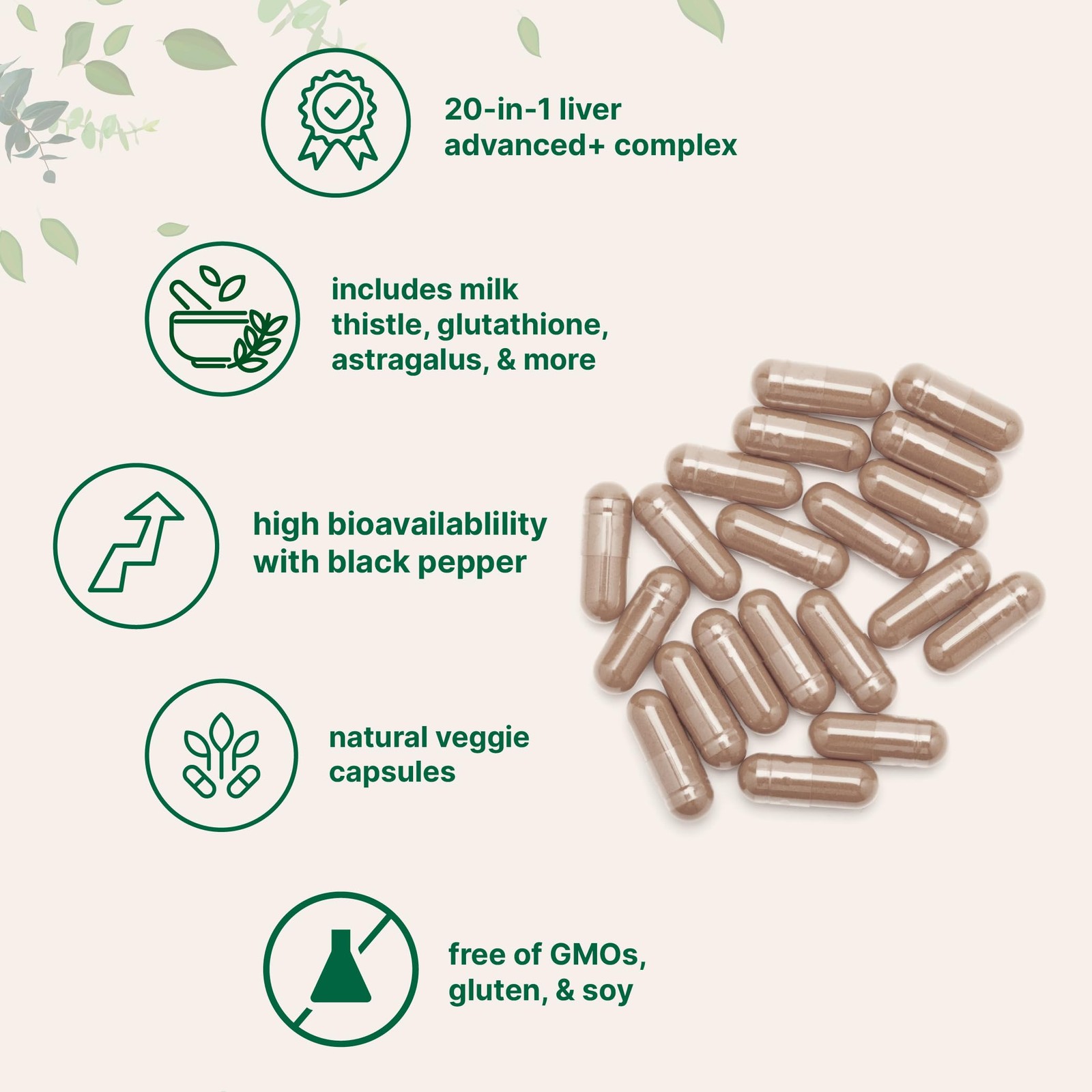 Advanced Liver Support 240 Caps 20-in-1 Complex w/ Milk Thistle & Dandelion Root