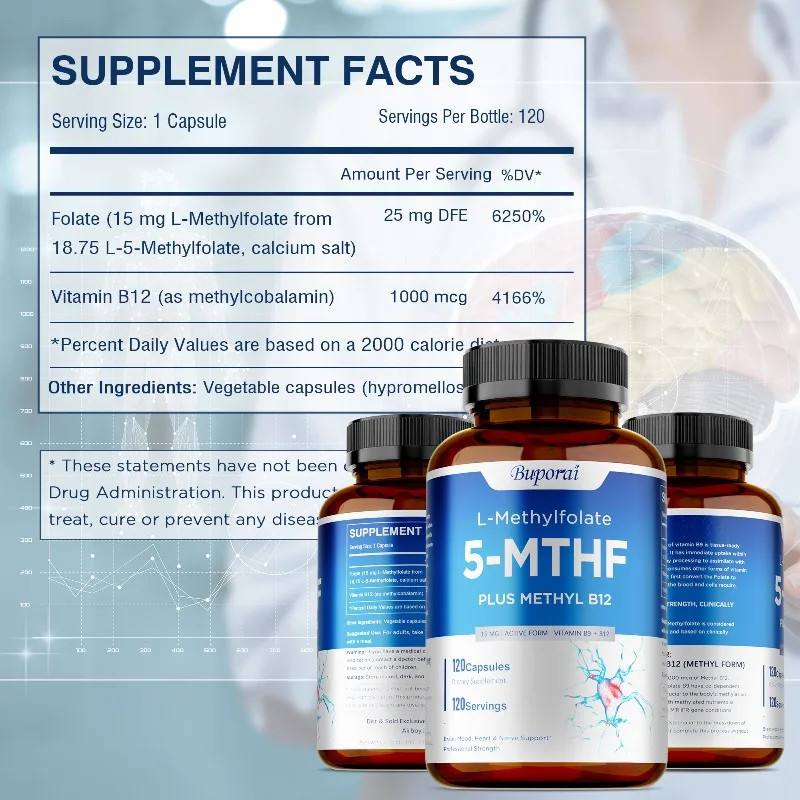 L-Methylfolate 5-MTHF 120pcs – Balanced Mood, Support Brain and Heart Health