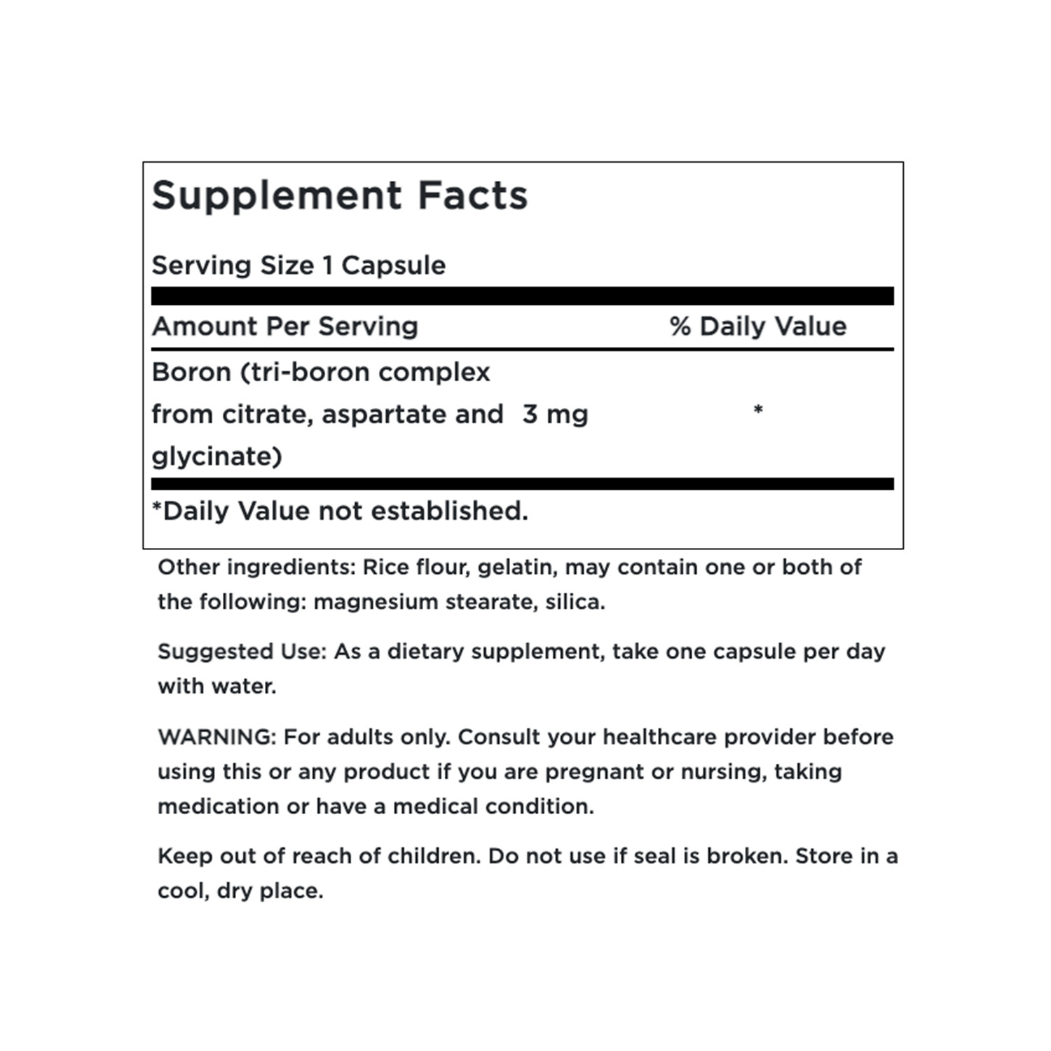 Swanson Triple Boron Complex Capsules, 3 mg, 250 Count