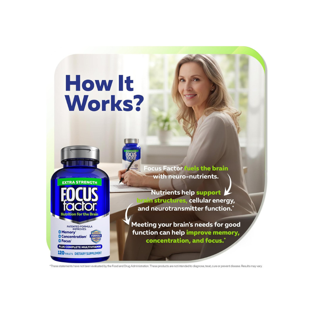 FOCUS Factor Dietary Supplement Nutrition for the Brain 360 Caps Total (3 Pack)