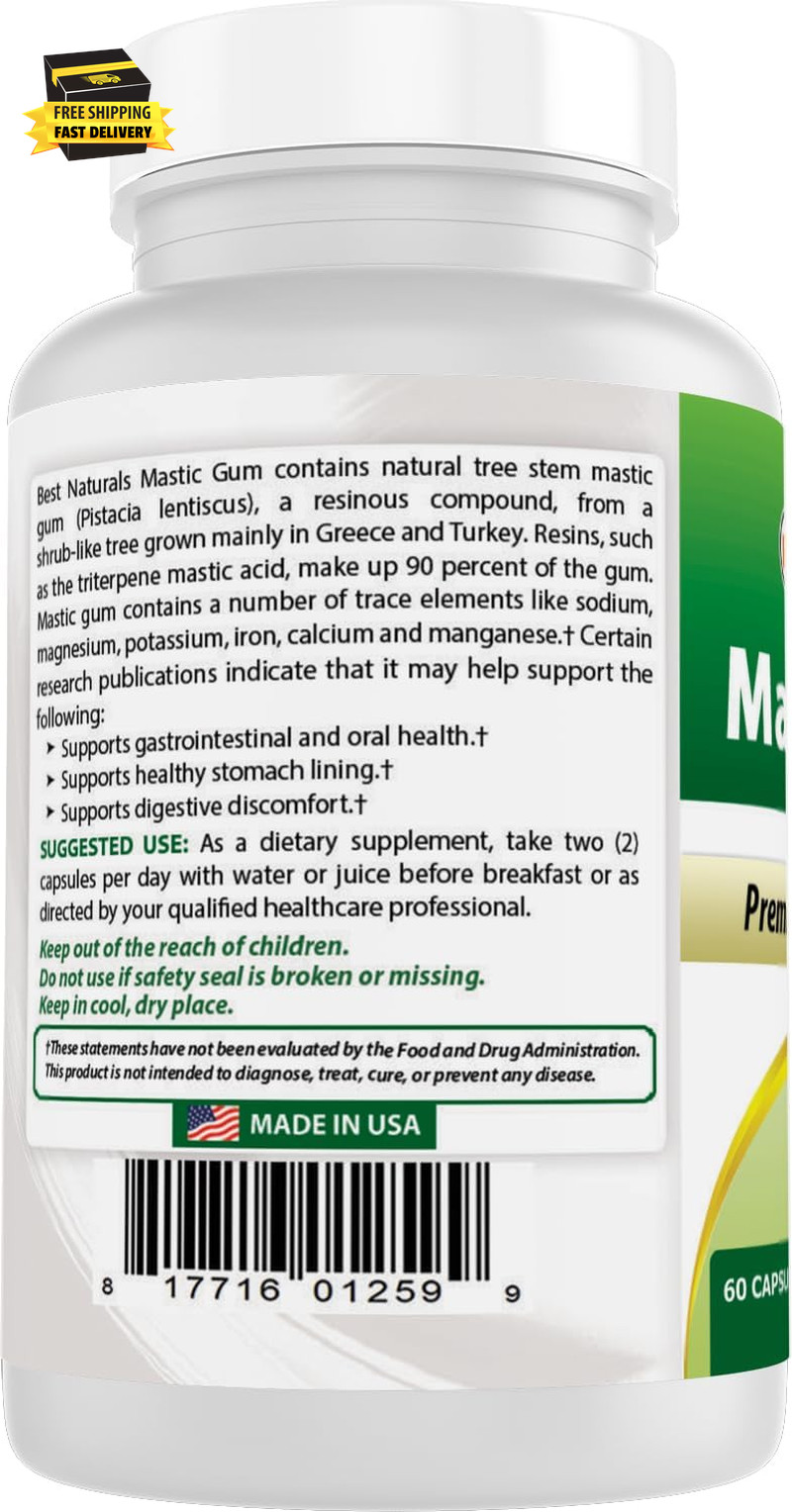 Mastic Gum 500 Mg 60 Capsules ⭐️⭐️⭐️⭐️⭐️