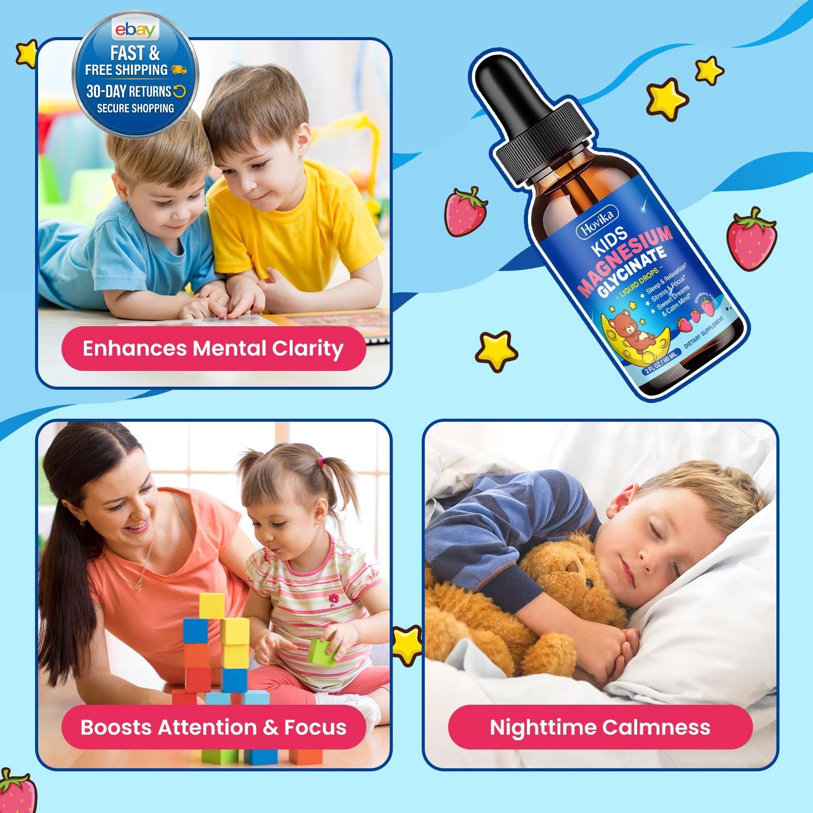 Magnesium Glycinate Liquid for Kids – with L-Theanine 2 Fl Oz (Pack of 1)