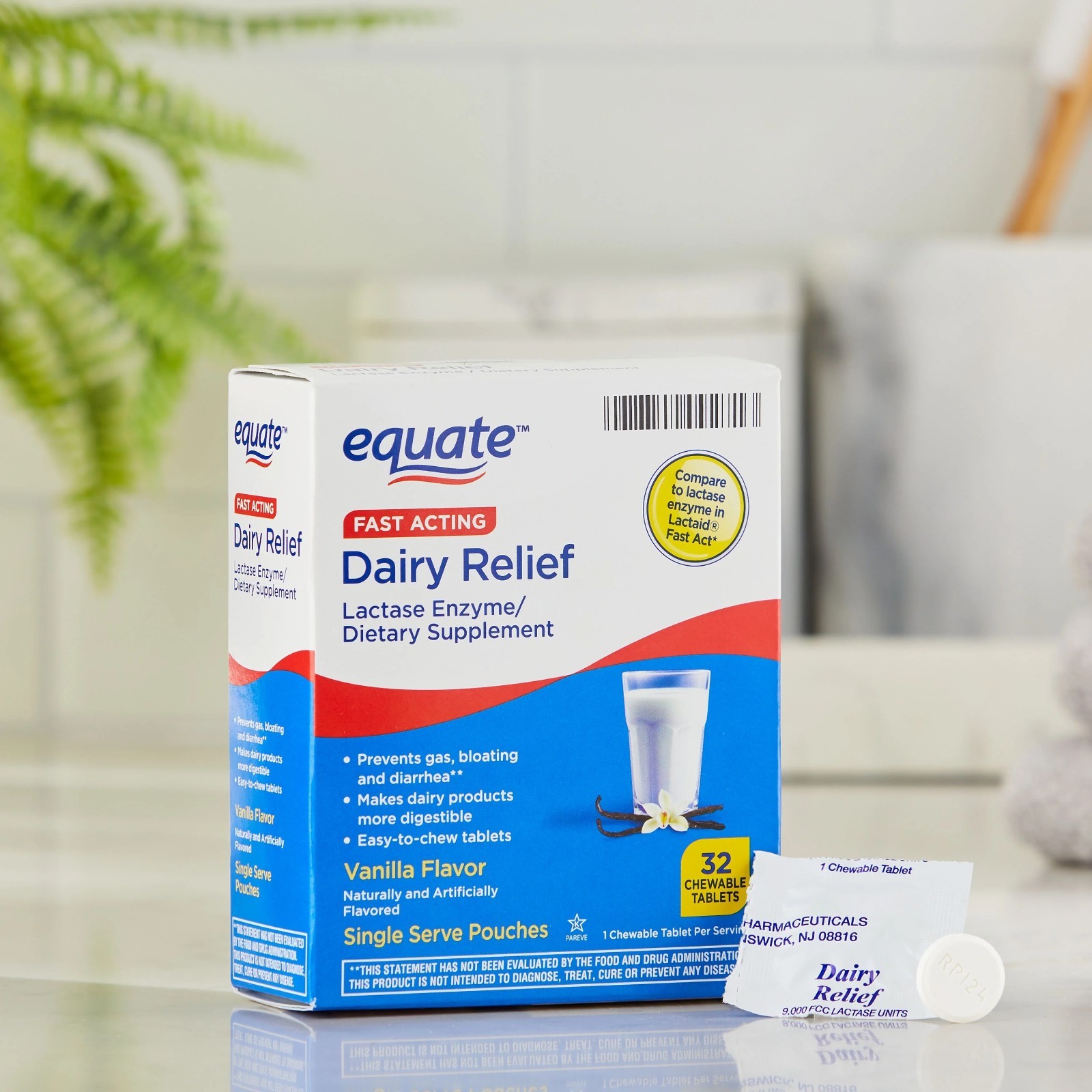 Equate Fast Acting Dairy Relief Lactase Enzyme Dietary Supplement Vanilla Flavor