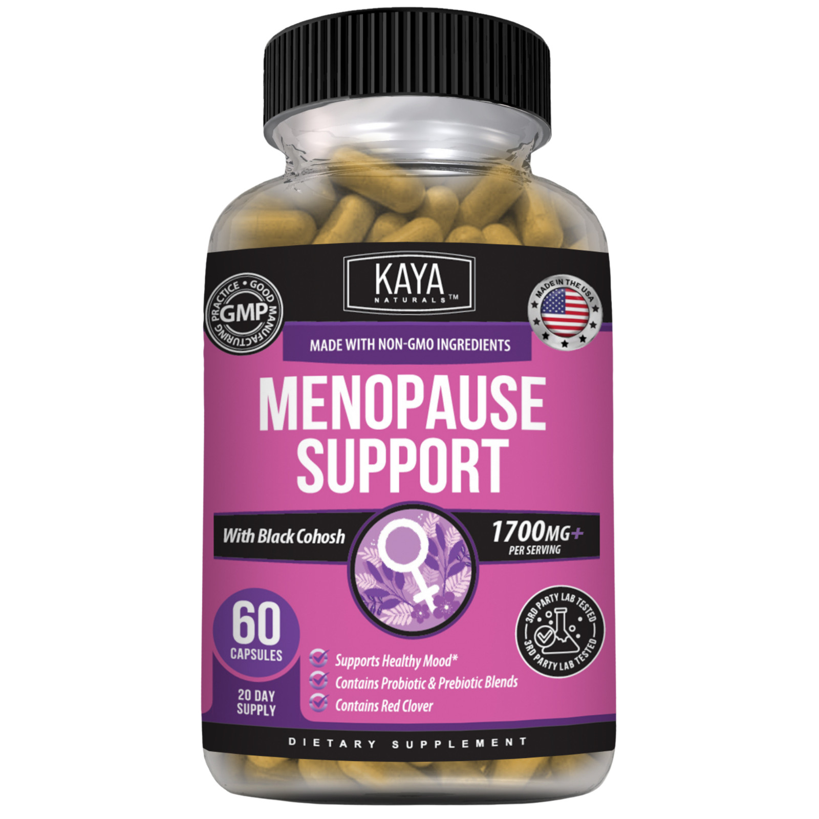 Menopause Support Supplement for Women with Black Cohosh, DIM & Red Clover