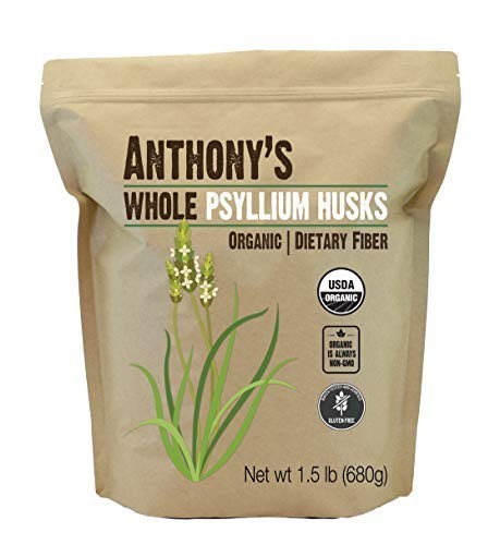 Organic Whole Psyllium Husks 1.5 lb Dietary Fiber Gluten Free Non GMO Keto