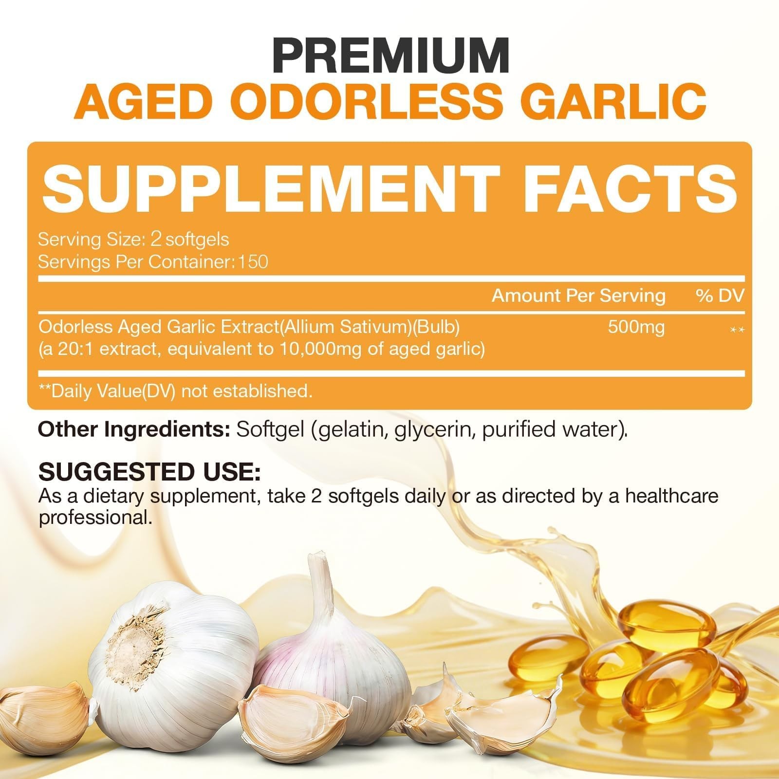 WACHRAY Aged Garlic Extract 300 Capsules – 10000mg High 300 Count (Pack of 1)