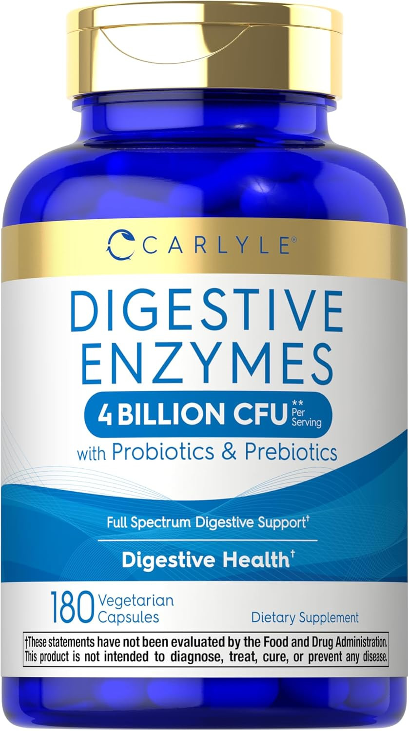 Digestive Enzymes | with Probiotics & Prebiotics | 180 Capsules | Non-Gmo and Gl