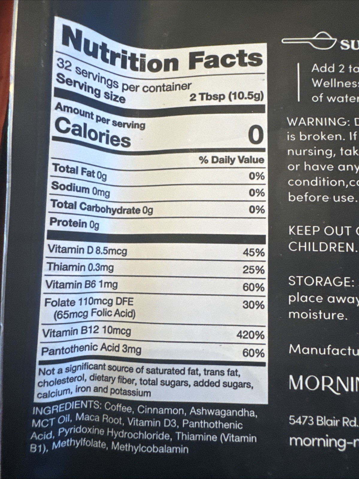 Morning Medic Wellness Coffee /Ashwagandha, MCT Oil, Vitamin B6, B12, D, 12oz