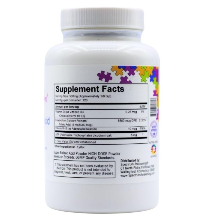 Super Folinic Acid High Dose Powder, 2 PACK, 63 g, Gluten Free, Dairy Free