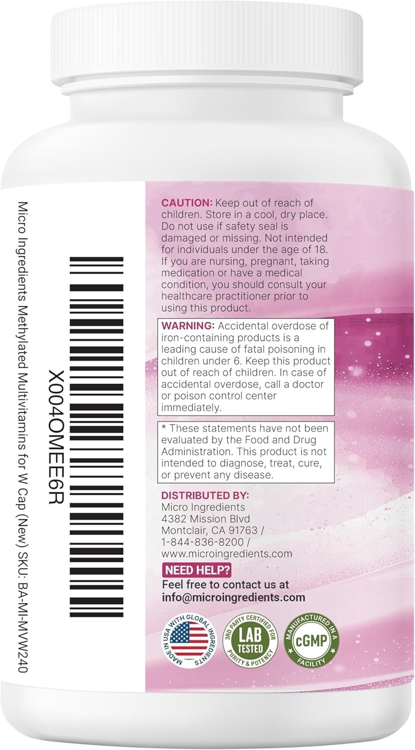 Micro Ingredients Pure Methylated Multivitamin for Women 32-in-1 – 240 Capsules