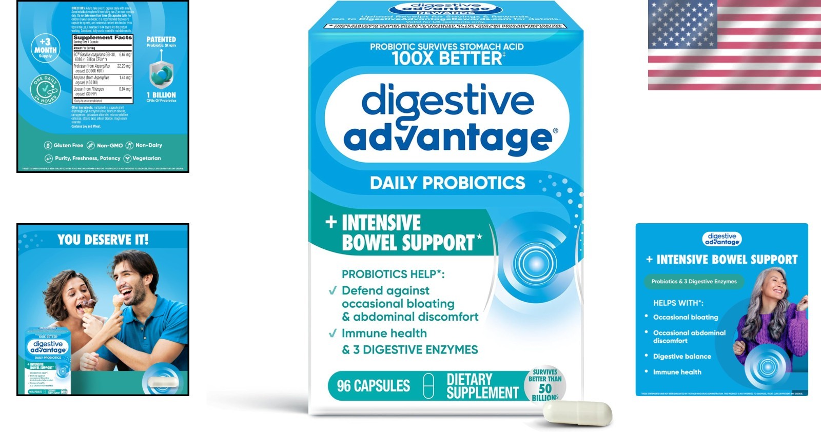 Daily Probiotic Blend with Digestive Enzymes – Immune & Gut Support – 96 Count
