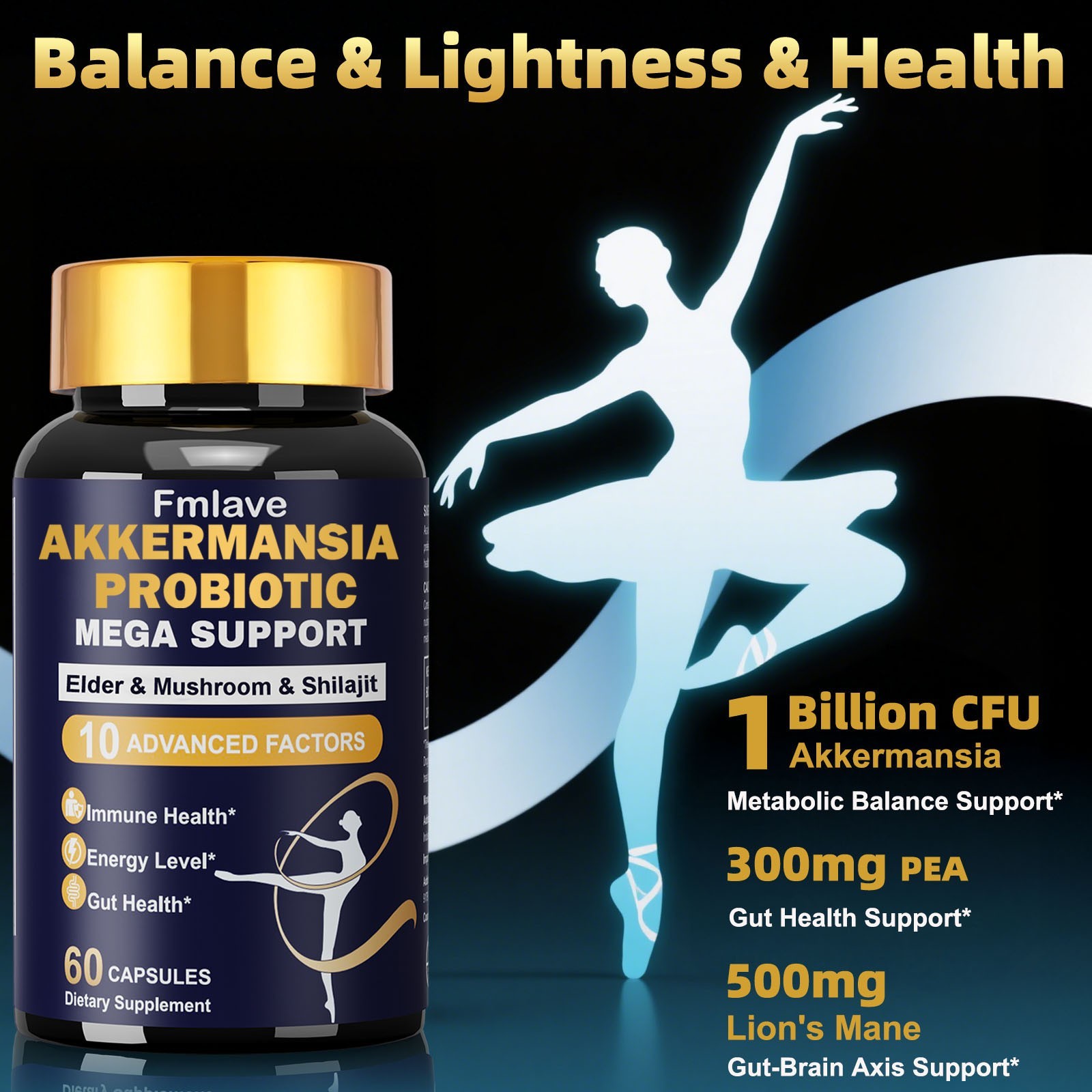 Akkermansia Muciniphila Probiotic for Gut Health Weight Loss 60/120/240 Capsules