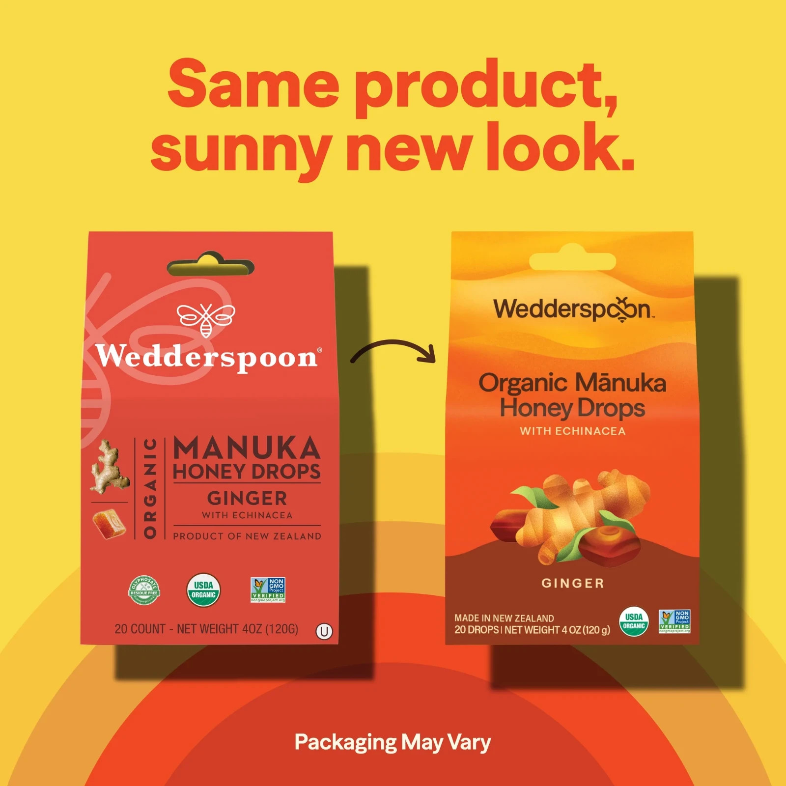 Wedderspoon Organic Manuka Honey Drops Ginger with Echinacea 4 oz