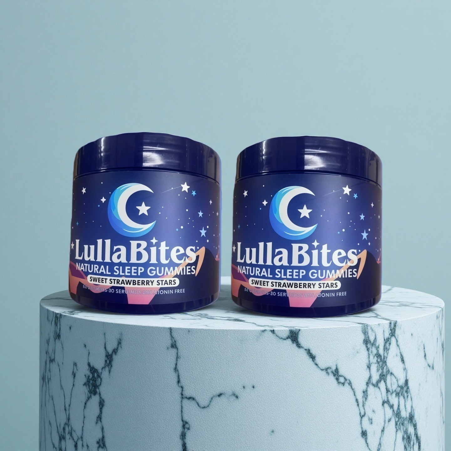 NEW 2 PCS LullaBites Natural Sleep Gummies Strawberry Stars Flavor 60 Gummies