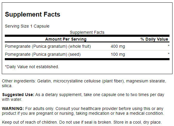 Swanson Full Spectrum Pomegranate Whole Fruit and Seed 60 Capsules